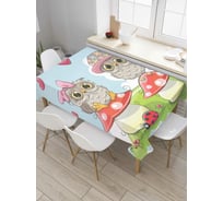 Прямоугольная скатерть JoyArty Влюбленные на мухоморчиках из сатена tc_378909_120x145