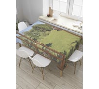 Прямоугольная скатерть JoyArty Садовое окно из сатена tc_8106_120x145