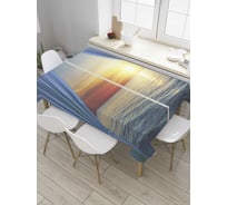 Прямоугольная скатерть JoyArty Закат за занавесом из сатена tc_8480_120x145
