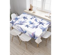 Прямоугольная скатерть JoyArty Синие листья из сатена tc_35076_120x145