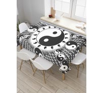 Прямоугольная скатерть JoyArty Солнце Инь-Ян из сатена tc_8492_120x145