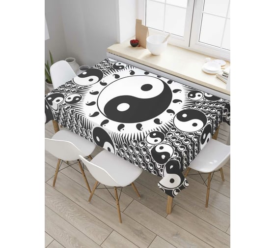 Прямоугольная скатерть JoyArty Солнце Инь-Ян из сатена tc_8492_120x145 1