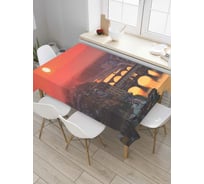 Прямоугольная скатерть JoyArty Закат над виадуком из сатена tc_6650_120x145