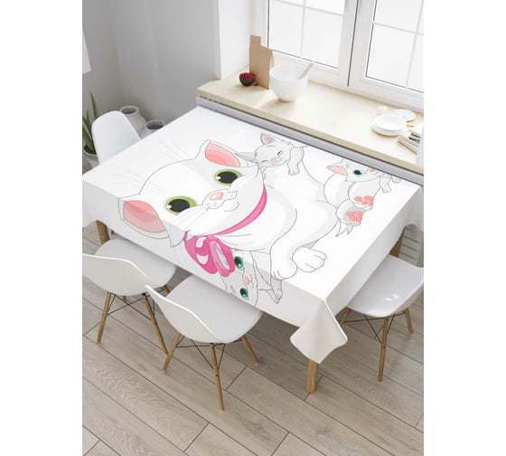 Прямоугольная скатерть JoyArty Заботливая кошечка из сатена tc_9644_120x145 1