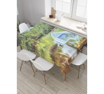 Прямоугольная скатерть JoyArty Разрисованная лодка из сатена tc_28116_120x145