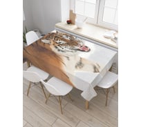 Прямоугольная скатерть JoyArty Настороженный тигр из сатена tc_38688_120x145