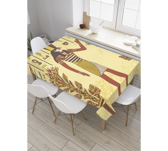 Прямоугольная скатерть JoyArty Египетские рисунки из сатена tc_32085_120x145