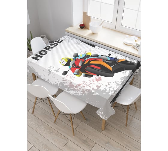 Прямоугольная скатерть JoyArty Железный конь из сатена tc_30217_120x145 1