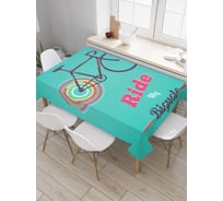 Прямоугольная скатерть JoyArty Езда на велосипеде из сатена tc_30282_120x145