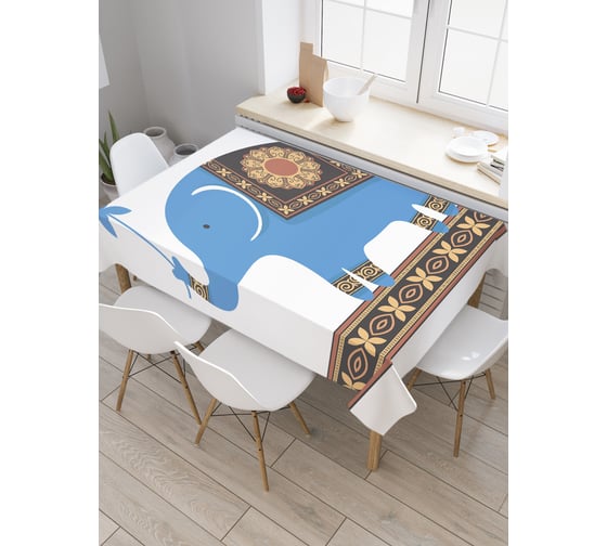 Прямоугольная скатерть JoyArty Слон с ковром из сатена tc_9544_120x145