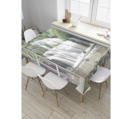 Прямоугольная скатерть JoyArty Водопадное окно из сатена tc_8676_120x145 1