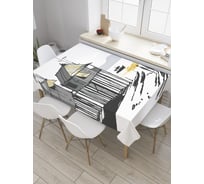 Прямоугольная скатерть JoyArty Домики у моря из сатена tc_32988_120x145