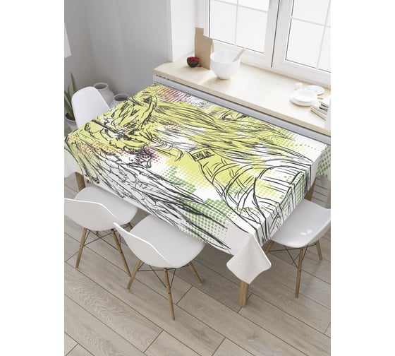 Прямоугольная скатерть JoyArty Наброски львиной головы из сатена tc_36077_120x145 1