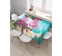 Прямоугольная скатерть JoyArty Надпись на фоне океана из сатена tc_5023_120x145