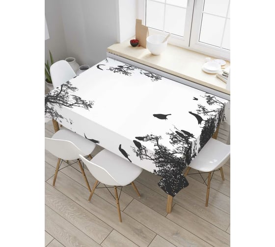 Прямоугольная скатерть JoyArty Птичий лес из сатена tc_6950_120x145 1