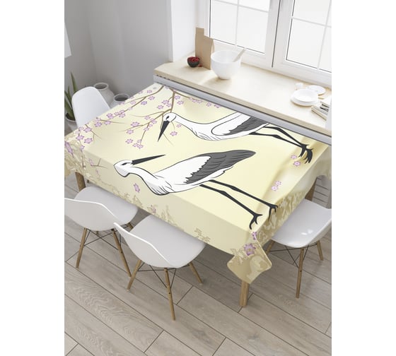 Прямоугольная скатерть JoyArty Семья аистов из сатена tc_27799_120x145 1