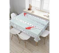 Прямоугольная скатерть JoyArty Снегири на березах из сатена tc_6834_120x145