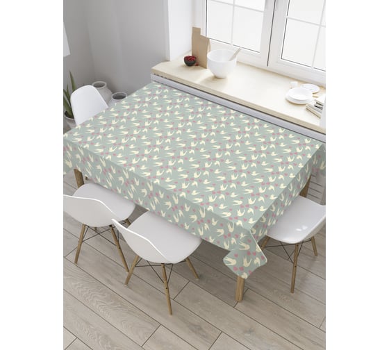 Прямоугольная скатерть JoyArty Сердечные ласточки из сатена tc_28262_120x145 1