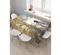 Прямоугольная скатерть JoyArty Домик на реке из сатена tc_19706_120x145