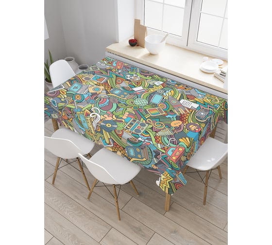 Прямоугольная скатерть JoyArty Радужный стикербомбинг из сатена tc_41641_120x145 1