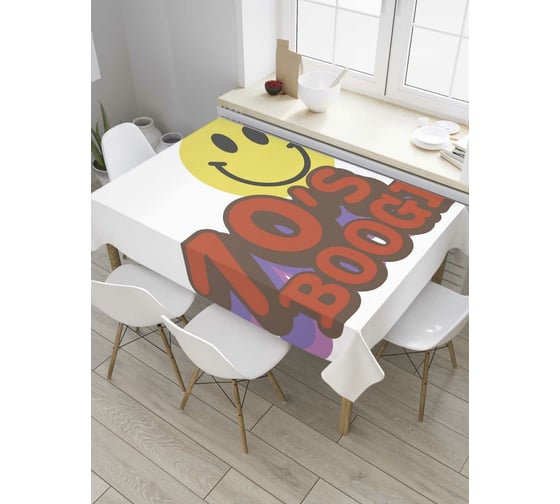Прямоугольная скатерть JoyArty Смайлик буги-вуги из сатена tc_33646_120x145 1