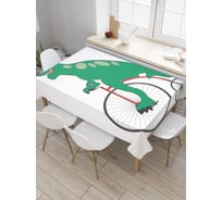 Прямоугольная скатерть JoyArty Динозавр на велосипеде из сатена tc_5390_120x145