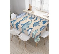 Прямоугольная скатерть JoyArty Рыбное движение из сатена tc_2790_120x145
