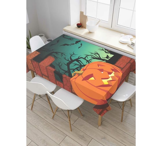 Прямоугольная скатерть JoyArty Джек-фонарь у пролома в стене из сатена tc_6020_120x145 1