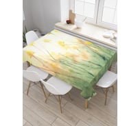 Прямоугольная скатерть JoyArty Солнечные акварельные цветы из сатена tc_30943_120x145
