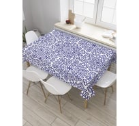 Прямоугольная скатерть JoyArty Синие узоры из сатена tc_33428_120x145