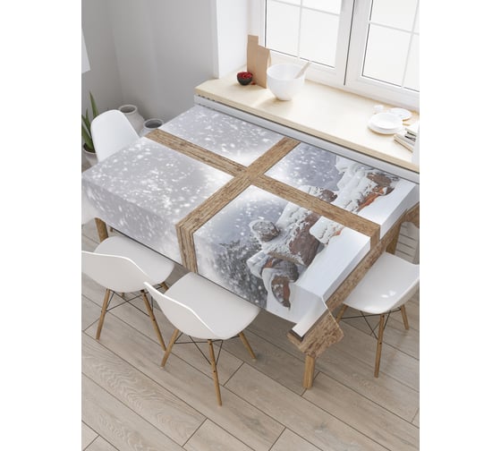 Прямоугольная скатерть JoyArty Зимний уют из сатена tc_3368_120x145 1