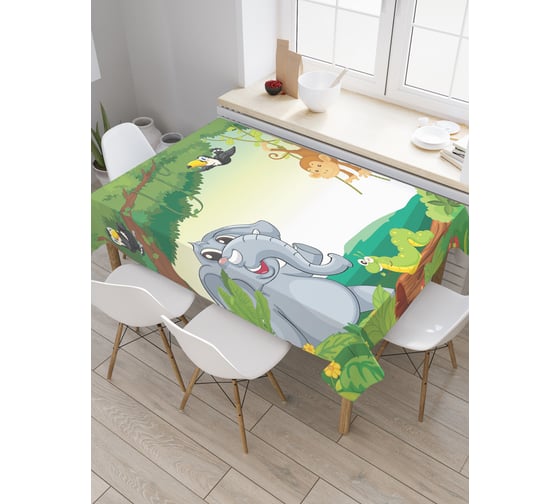 Прямоугольная скатерть JoyArty Живность в джунглях из сатена tc_30336_120x145 1
