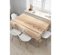 Прямоугольная скатерть JoyArty Снежинки на досках из сатена tc_37046_120x145