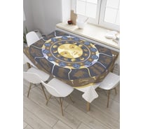 Прямоугольная скатерть JoyArty Солнце со знаками из сатена tc_33737_120x145