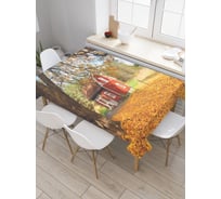 Прямоугольная скатерть JoyArty Домик на краю поля из сатена tc_37677_120x145
