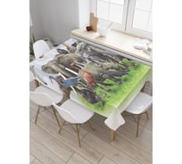 Прямоугольная скатерть JoyArty Скопление диких зверей из сатена tc_21728_120x145