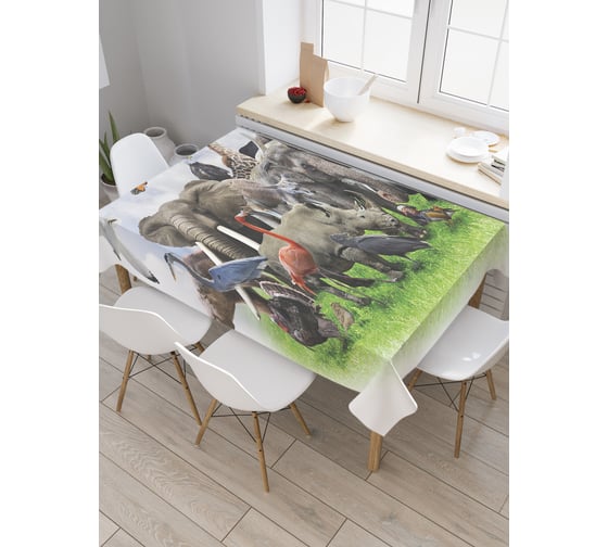 Прямоугольная скатерть JoyArty Скопление диких зверей из сатена tc_21728_120x145 1