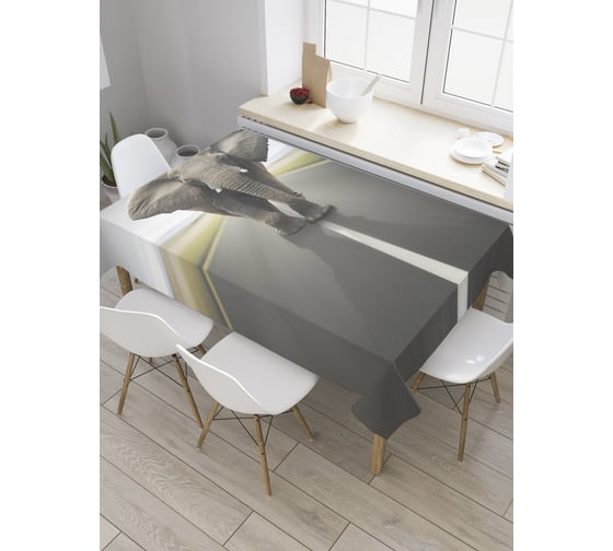 Прямоугольная скатерть JoyArty Слон на асфальте из сатена tc_8889_120x145 1