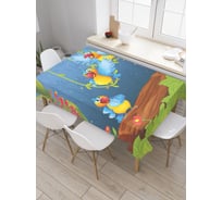 Прямоугольная скатерть JoyArty Попугаи на качелях из сатена tc_32607_120x145