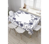 Прямоугольная скатерть JoyArty Синие цветочки из сатена tc_33423_120x145