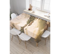 Прямоугольная скатерть JoyArty Горное озеро ретро из сатена tc_32669_120x145
