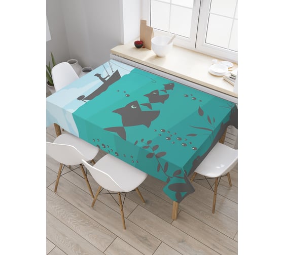 Прямоугольная скатерть JoyArty Волшебная рыбалка из сатена tc_21302_120x145 1