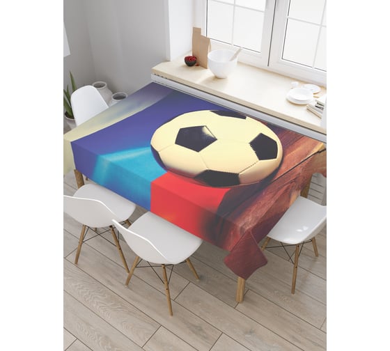 Прямоугольная скатерть JoyArty Мяч у российского флага из сатена tc_378830_120x145 1