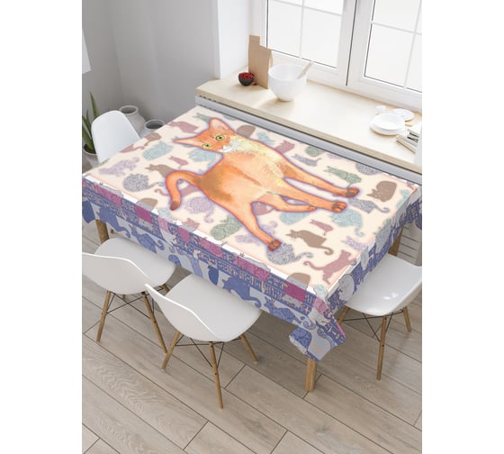 Прямоугольная скатерть JoyArty Рамка с кошечкой из сатена tc_29875_120x145 1