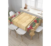 Прямоугольная скатерть JoyArty Рождественские ветки на полке из сатена tc_37064_120x145