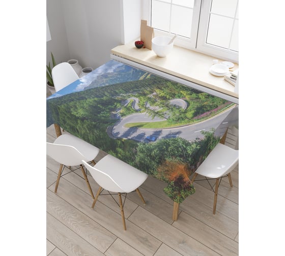 Прямоугольная скатерть JoyArty Горная трасса из сатена tc_32822_120x145 1