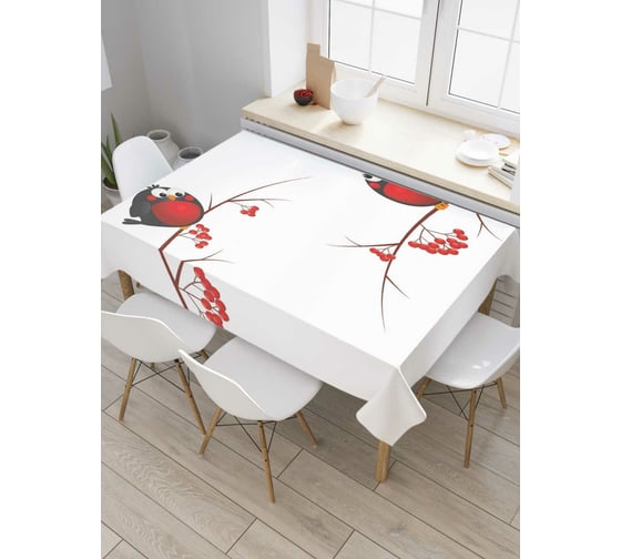 Прямоугольная скатерть JoyArty Два снегиря из сатена tc_38412_120x145 1