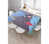 Прямоугольная скатерть JoyArty Дом санты из сатена tc_21787_120x145