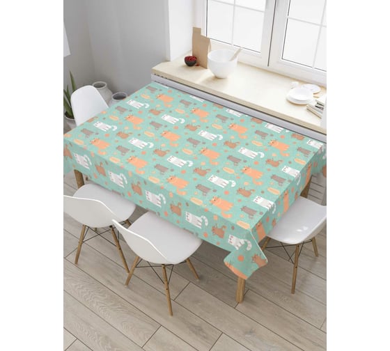 Прямоугольная скатерть JoyArty Забавные коты из сатена tc_77579_120x145 1