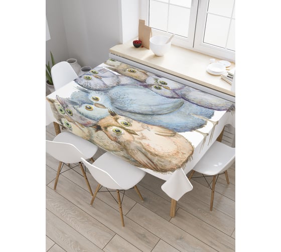 Прямоугольная скатерть JoyArty Совиное собрание из сатена tc_37333_120x145 1